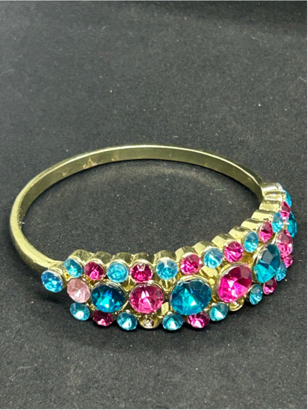 Women's Unbranded Bracelet One Size Gold Pink Blue Rhinestone Bangle